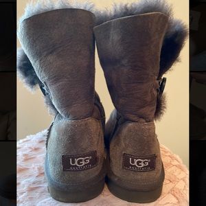 UGG sheepskin-lined suede boots, dark brown